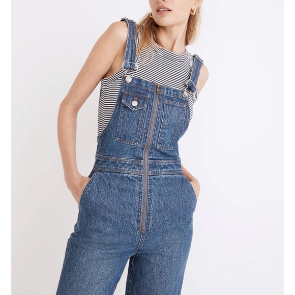 Madewell High-Rise Loose Flare Overalls Blue Size 4 - Picture 4 of 16